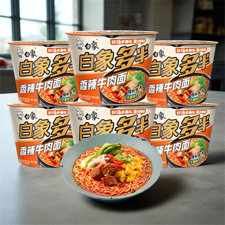 白象多半香辣牛肉面桶装132gx12