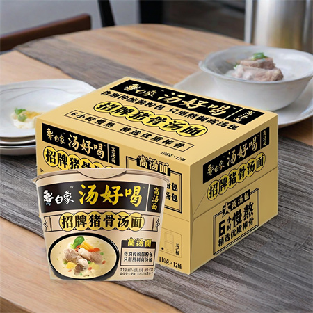 白象汤好喝招牌猪骨汤面桶装 112gx12
