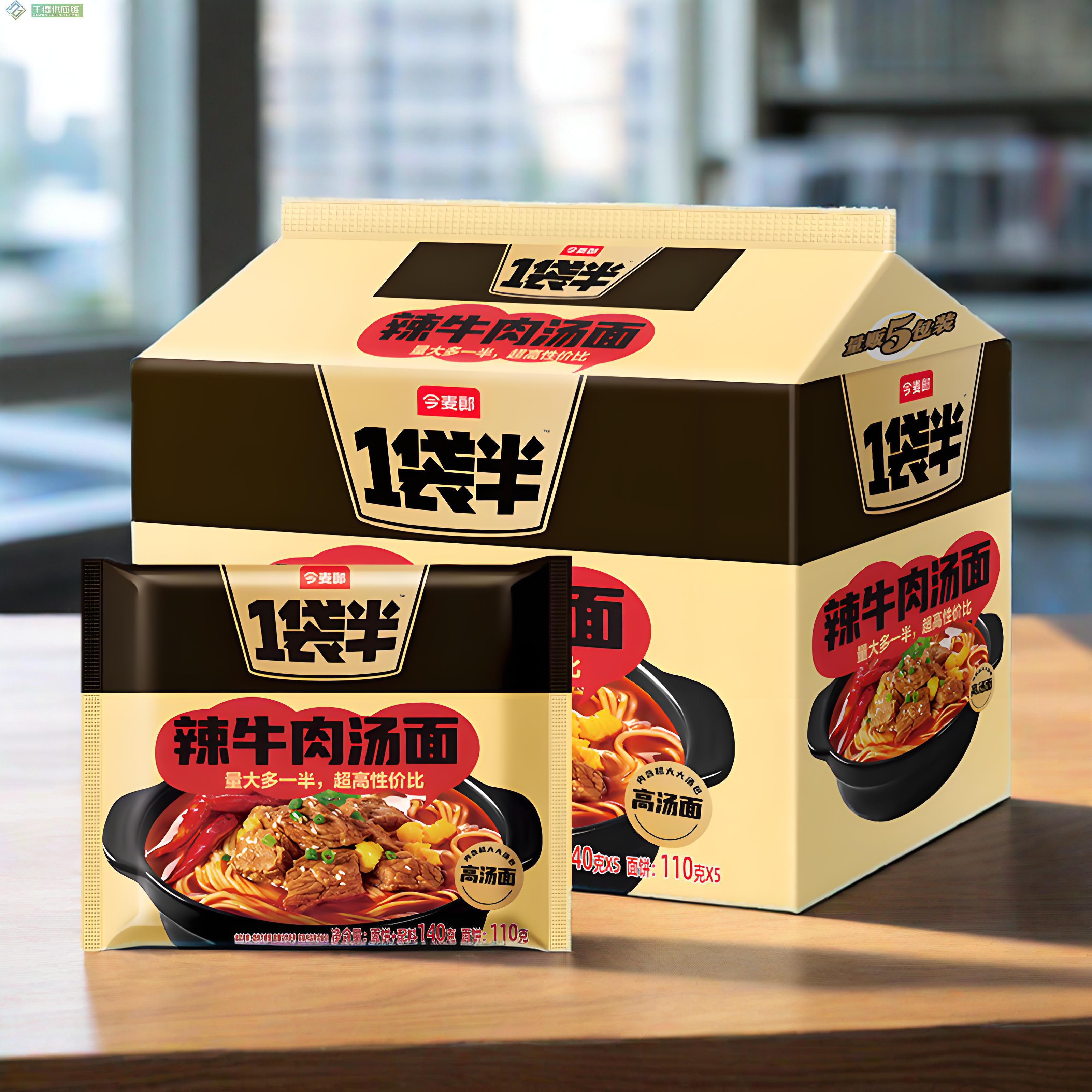 今麦郎1袋半高汤辣牛肉汤面140g×5×6